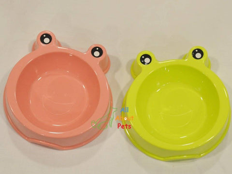 Image of Pet Feeding Bowl Frog Faced peach color, cat feeding bowl green color available at allaboutpets.pk in pakistan.