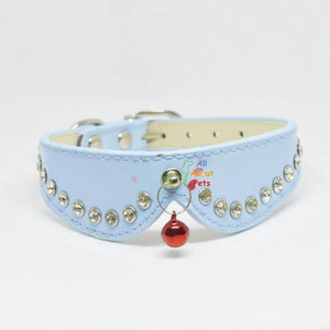 Cat collar with studded crystals and tassels for cats and small dogs sky blue color. available at allaboutpets.pk in pakistan