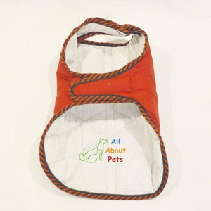 Cat Coat Water Proof Wind Breaker, red color with soft warm padding available at allaboutpets.pk