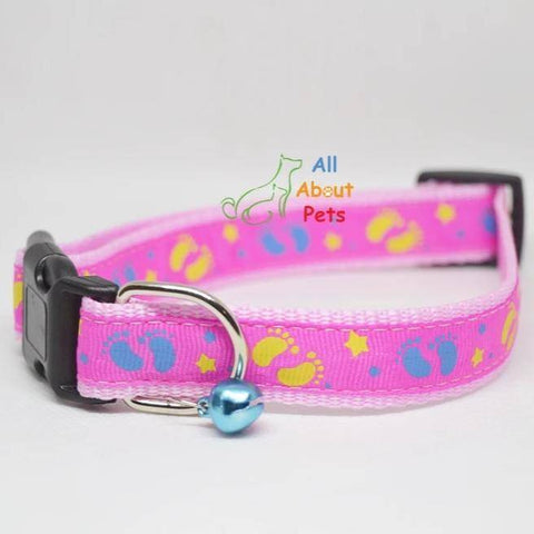 Image of Pink Color Nylon Collar paw print For Dogs - Bone & Paw Print available at allaboutpets.pk in pakistan