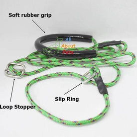 Labrador Slip Leash green color 3mm with grip - 58", grip handle, pug show leash, shihtzu show leash, small dog show leash available at allaboutpets.pk in pakistan.