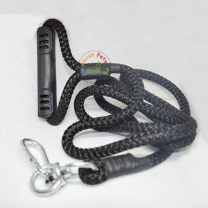 Dog nylon Leash Rope 12mm with grip 58", nylon dog leash black color with handle available at allaboutpets.pk in pakistan.