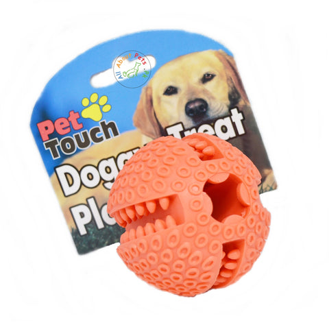 Image of Dog Treat Ball Orange Color Fun Interactive Dog Food Dispenser Toy Ball available at allaboutpets.pk in Pakistan