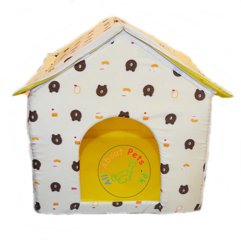 Image of Beautiful Soft Cat House With bears and cup cake  print, soft cat bed available at allaboutpets.pk in pakistan.