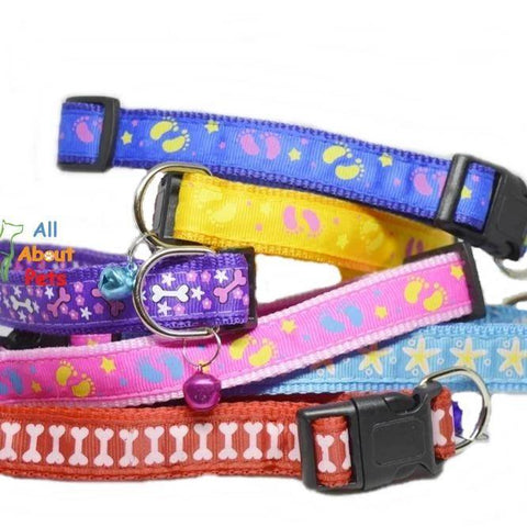 Image of Multi nylon Color Collars For Dogs - Bone & Paw Print available at allaboutpets.pk in pakistan