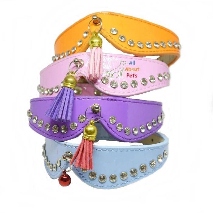 Stylish Pets collars with studded crystals and tassels for cats and small dogs. available online at allaboutpets.pk in pakistan