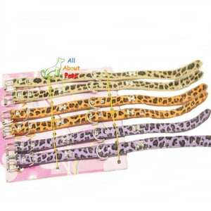 Studded Dog Collar Cheetah Prints off white, orange and purple colors available at allaboutpets.pk in pakistan.