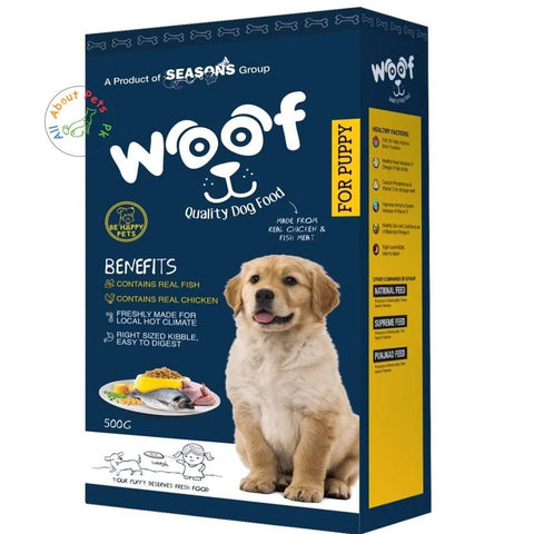 Image of Woof Puppy Food – Be Happy Pets 500g From the house of Seasons & Menu Foods Pakistan, menu dog food available at allaboutpets.pk in pakistan.