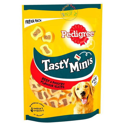 Image of Pedigree Tasty Minis Beef & Poultry Slices Dog Treats 155g available at allaboutpets.pk in Pakistan