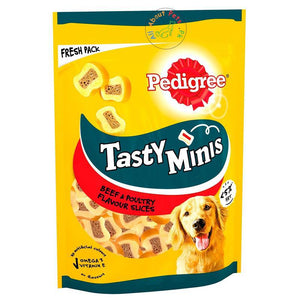 Pedigree Tasty Minis Beef & Poultry Slices Dog Treats 155g available at allaboutpets.pk in Pakistan