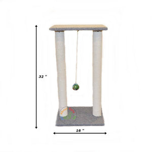 Cat  tree Scratch Post With 2 Poles & Top With Toy Ball available in Pakistan at allaboutpets.pk