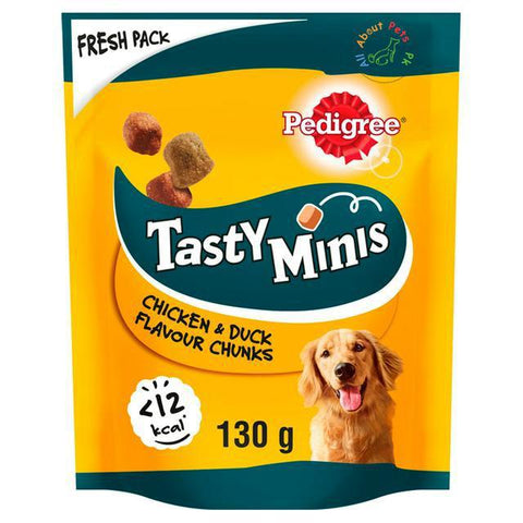 Pedigree Tasty Minis Chicken & Duck Dog Treats 130g available at allaboutpets.pk in Pakistan 