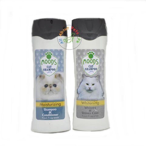 Image of Moods Cat Shampoo 220ml Moisturizing (Shampoo & Conditioner) , Whitening ( Whitens & Shines Coat) available in Pakistan at allaboutpets.pk