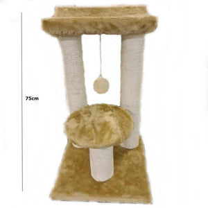 Cat Scratch Post 3 Pole With Round  and Curve Tops With Toy Ball available at allaboutpets.pk in Pakistan