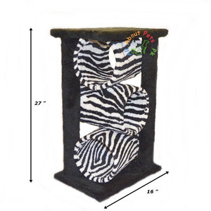 Cat Scratch post plush tiger print,  with 3 cylinders , 2 Poles & Top available in pakistan at allaboutpets.pk