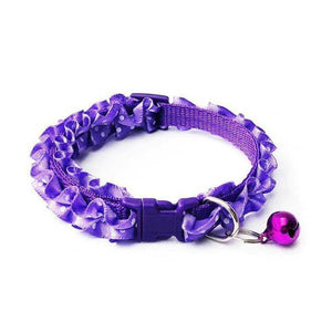 lace collar polka dots with bell for cat & dogs Purple color available in pakistan at allaboutpets.pk 