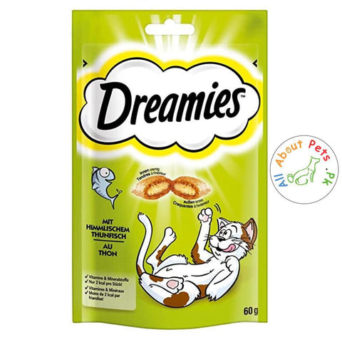 Dreamies Cat Treats, Tasty Snacks with Heavenly Tuna Flavor  60 g available at allaboutpets.pk in Pakistan