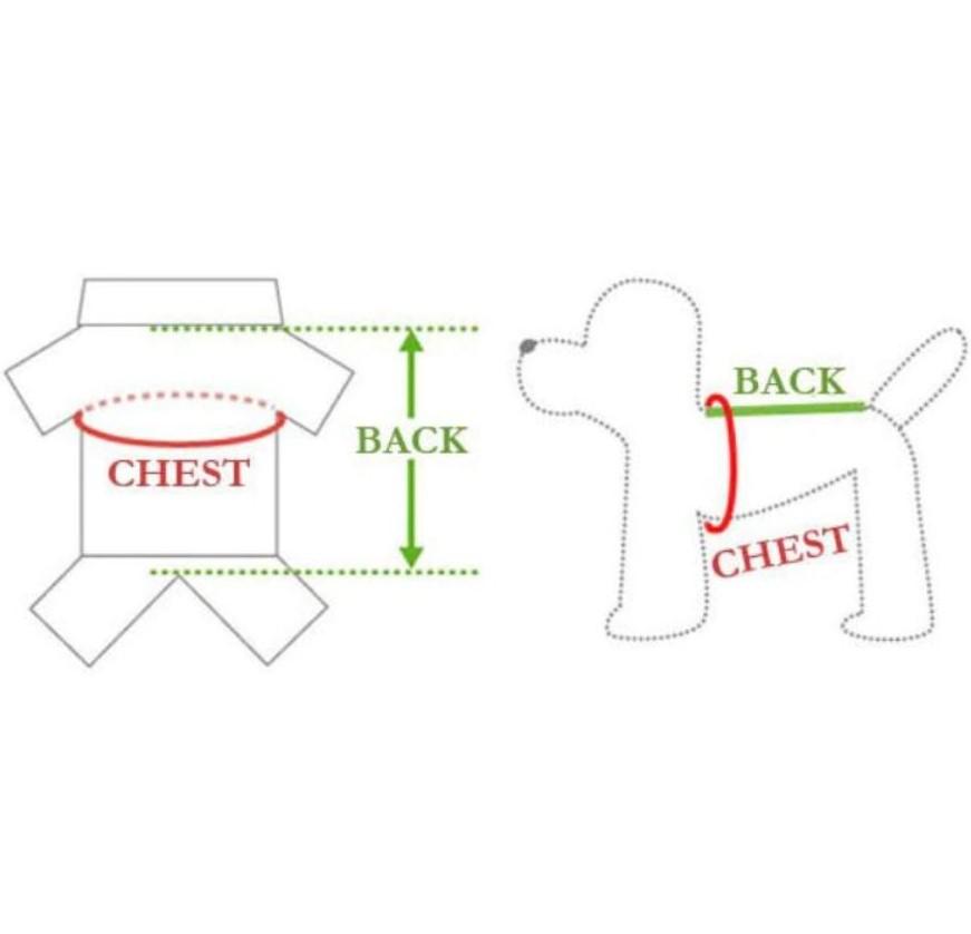 Dog Apparel Hooded Shirts measurement chart at allaboutpets.pk in pakistan