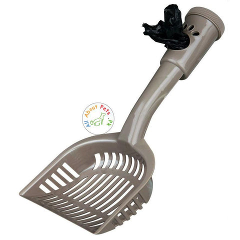 Image of Trixie Plastic Litter Scoop beige color With Dirt Bags Medium available at allaboutpets.pk in Pakistan