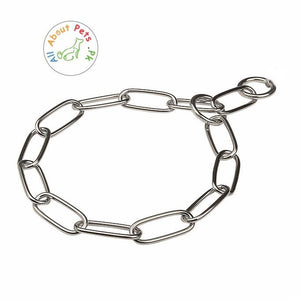 Dog Choke Chain Silver Oval Links