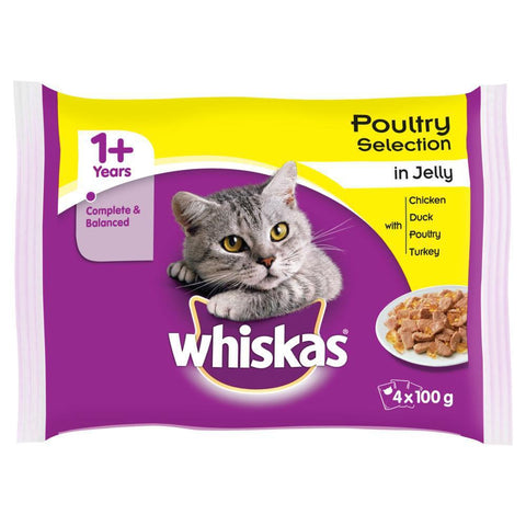 Image of Whiskas poultry Selection In Jelly 4x100g available online at allaboutpets.pk
