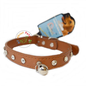 Leather Collar For Dogs With Diamante & Bell available at allaboutpets.pk in Pakistan