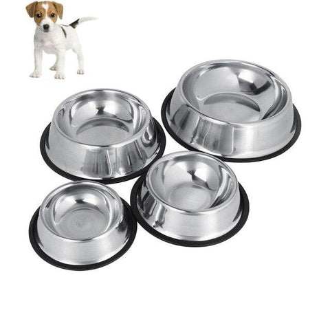 Image of pet feeding Stainless Steel bowls for Dogs & Cats, anti slip rust free dog feeding bowl available at allaboutpets.pk in pakistan.