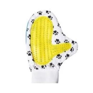 Pet Grooming Glove Brush, yellow with paw print, dog grooming brush, cat grooming brush available at allaboutpets.pk in pakistan.