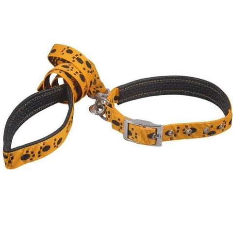 Image of Smart Way Collar & Leash Paw Print yellow color available at allaboutpets.pk in pakistan.