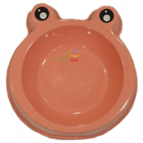Image of Pet dog and cat Feeding Bowl Frog Faced peach color available online at allaboutpets.pk in pakistan.