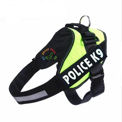 Image of Green Police K9 Harness with efficient reflective strip orange color available at allaboutpets.pk in pakistan.