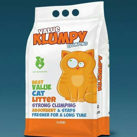 Klumpy Value Cat Litter 5 KG, highly absorbent and it's naturally antibacterial available at allaboutpets.pk in pakistan.